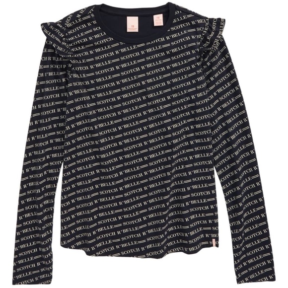 Scotch R'Belle Other - SCOTCH R'Belle NWT Logo Print Ruffle Tee Kids 16